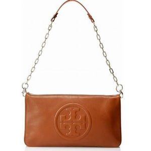 Tory Burch Purse | Tory Burch Leather Oversized Clutch with Removable Strap, Tan
